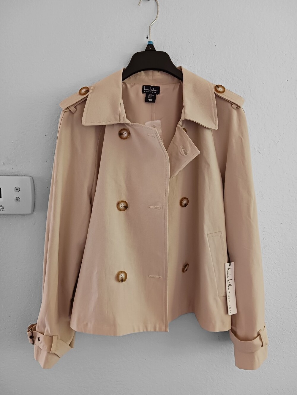 Nicole Miller Double Breasted Cropped Trench Coat